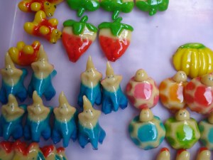 Colorful handmade candy at the Railroad Market near Ratchaburri, Thailand