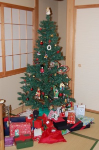 Our Christmas Tree here in Japan with ornaments from around the world 