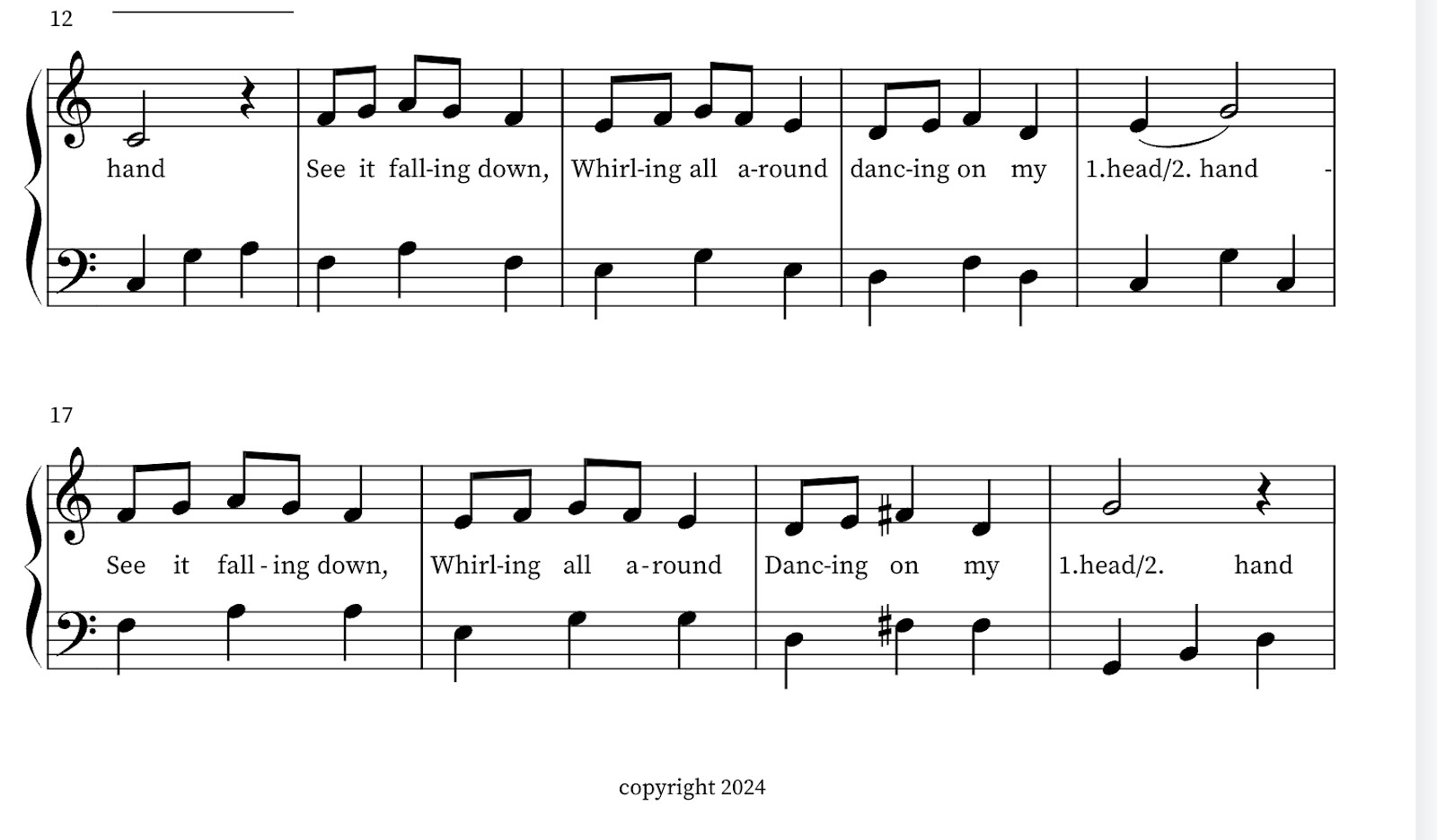 A sheet music with notes
Description automatically generated