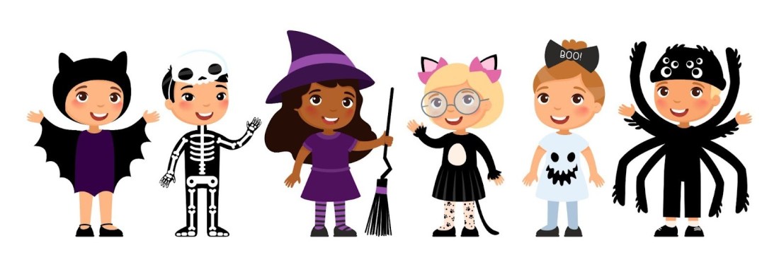 children in Halloween costumes